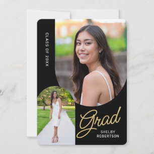 Faire-part Moderne Script 2 Photos Archées Graduation