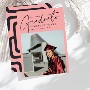Faire-part Moderne Script Graduate Photo Graduate Géométrique