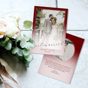 Faire-part Moderne Script Rouge 2-Photos Mariage Mariés