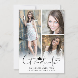 Faire-part Moderne simple à la main Lettré Casquette diplômé 