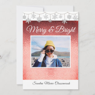 Faire-part Moderne Simple Mini Métallique Rouge Noël Anno