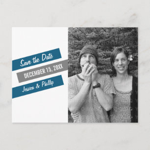Faire-part Moderne Slant Enregistrer la date Carte postale (b