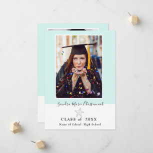 Faire-part Moderne Starfish Aqua bleu Turquoise graduation