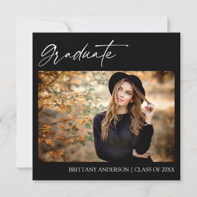 Faire-part Moderne Stylish Calligraphie Encre Photo Graduatio (Devant)