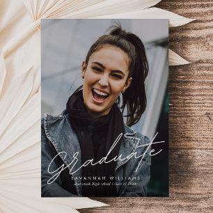 Faire-part Moderne tendance Script simple Deux diplômes photo