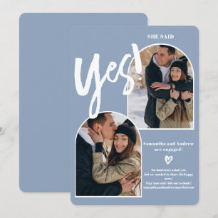 Faire-part Moderne yes 2 photos arch periwinkle fiançailles