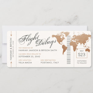 Faire-part Modifier la date World Map Boarding Mariage de bil