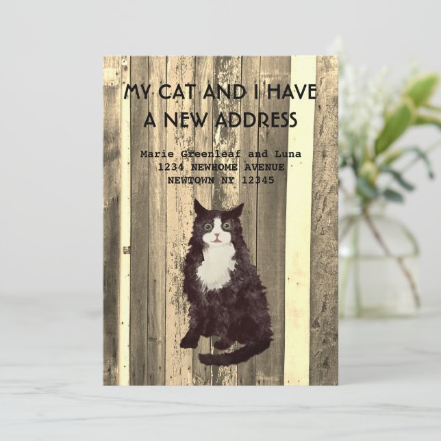Faire-part Moi et mon chat avons déménagé Annonce (Debout devant)