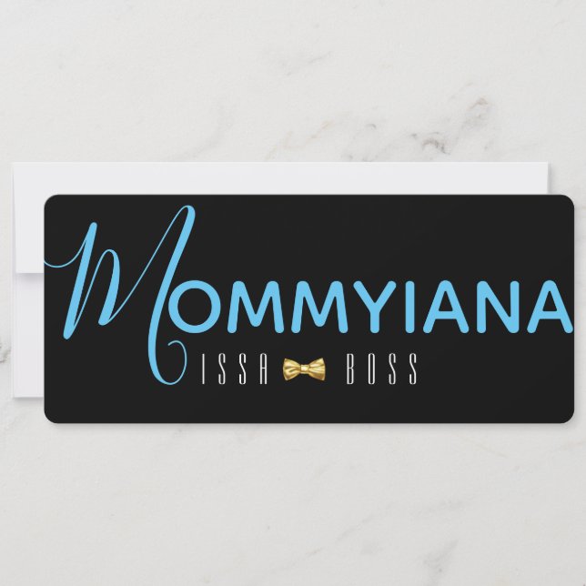 Faire-part Mommyiana| Boss Issa| Baby shower noir et bleu (Devant)