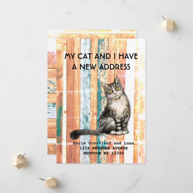 Faire-part Mon chat et moi avons déménagé Annonce (Devant/Arrière en situation)