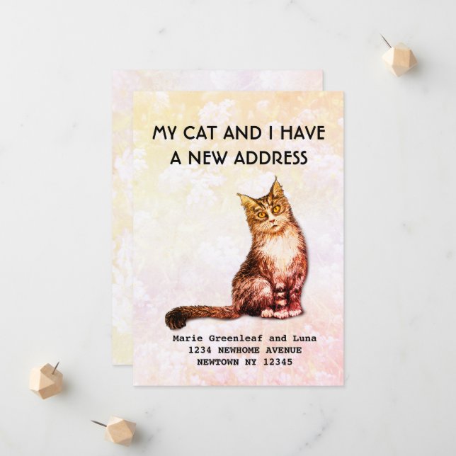 Faire-part Mon chat et moi avons déménagé Annonce (Devant/Arrière en situation)