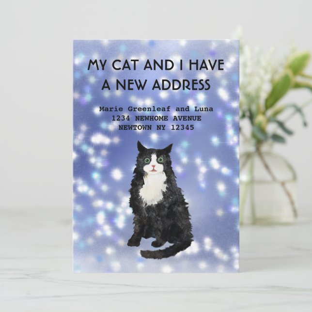 Faire-part Mon chat et moi avons déménagé Annonce (Debout devant)