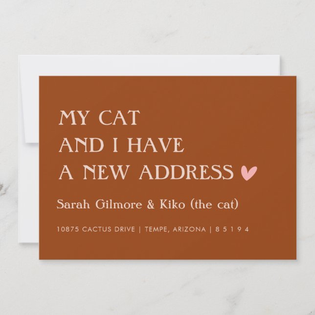Faire-part Mon Chat et moi avons une nouvelle adresse Boho Mo (Devant)