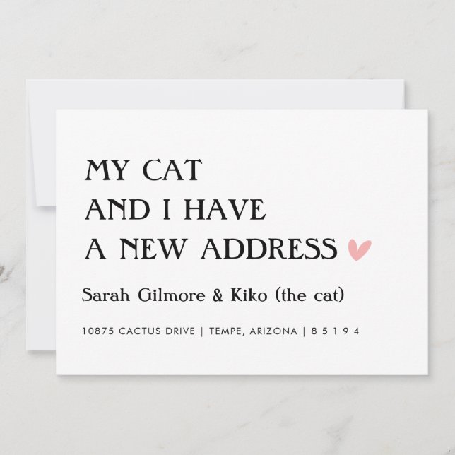 Faire-part Mon chat et moi avons une nouvelle adresse Déménag (Devant)