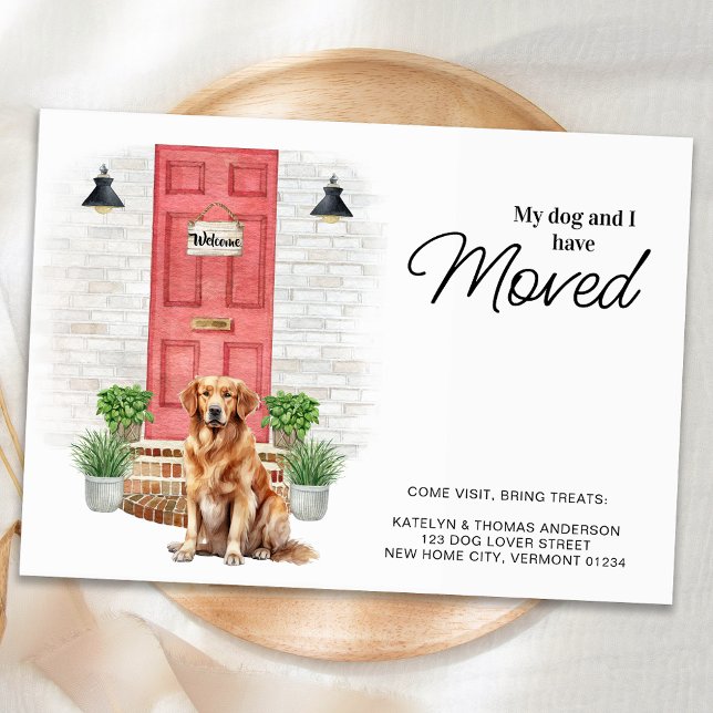 Faire-part Mon chien et moi avons déménagé Golden Retriever M (Créateur téléchargé)