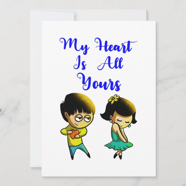 Faire-part Mon coeur est tout votre Bestie Couple amour Valen (Devant)