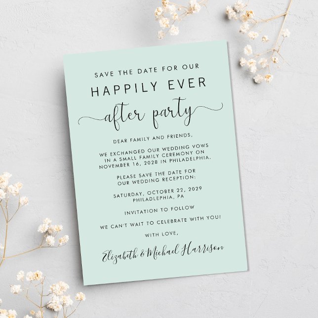 Faire-part Monnaie photo de réception de mariage Enregistrer  (A stylish save the date announcement for a reception to celebrate your elopement or private wedding)