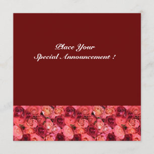 Faire-part MONOGRAM rose, rose rouge