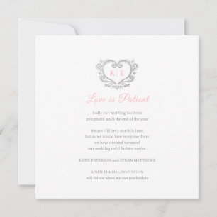 Faire-part monogramme cardiaque annulé mariage amour patient 