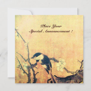 Faire-part MONOGRAMME D'OISEAU PRINTEMPS, Brown Jaune or