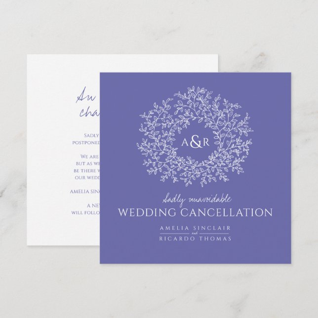 Faire-part monogramme laisse l'annulation de mariage (Devant / Derrière)