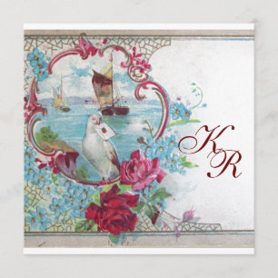 FAIRE-PART MONOGRAMME MARIAGE FLORAL ÉLÉGANT ROMANTİCA