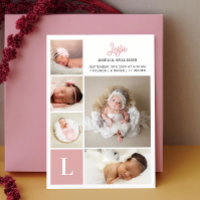 Monogramme Photo Collage Bébé Fille Naissance