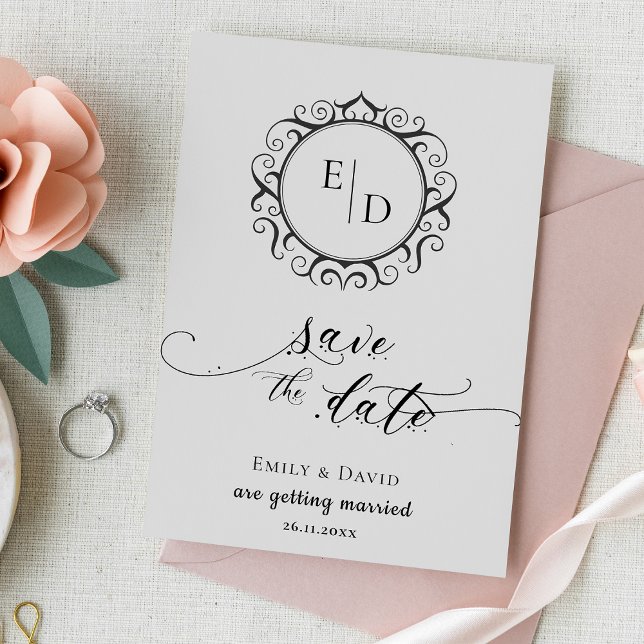 Faire-part Monogramme Whimsical Elegant Wedding Enregistrer l (Créateur téléchargé)
