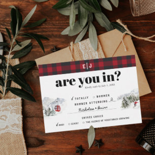 Faire-part Montagne d'hiver rustique Camping Mariage RSVP