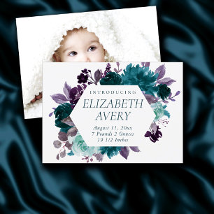 Faire-part Moody Boho   Photo florale Turquoise et violette