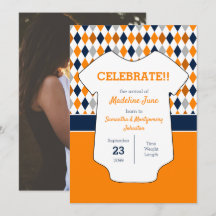 Motif de Jacquard bleu orange et marine Photo bébé