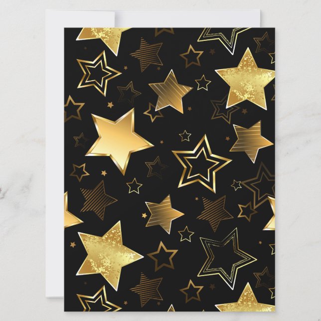 Faire-part Motif sans couture avec étoiles d'or (Devant)