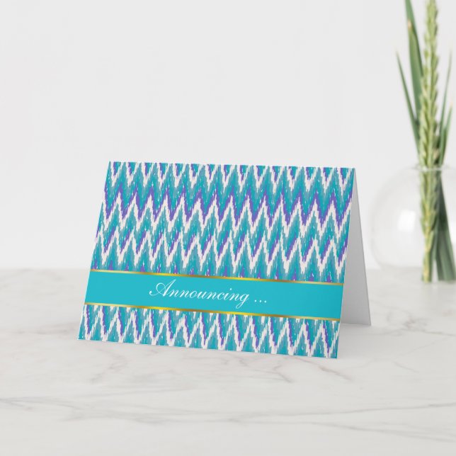 Faire-part motif turquoise et Amethyst iKat ZigZag (Devant)