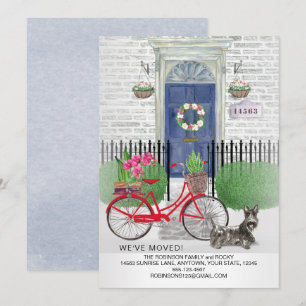 Faire-part Moving Scottish Terrier Bicycle Blue Door Home