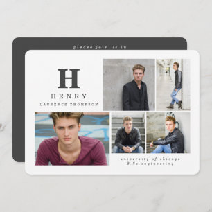 Faire-part multi initial de diplômé de photo