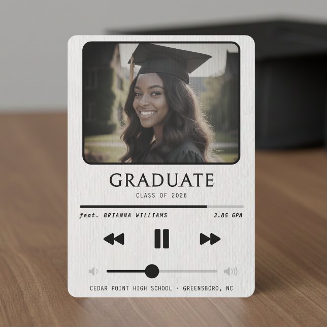 Faire-part Music MP3 Player White Graduation (Music MP3 Player White Graduation Announcement
)