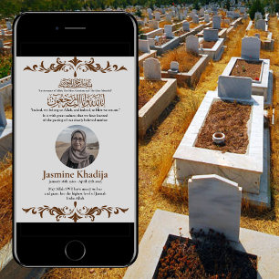 Faire-part musulmane de la mort Femme Janaza Prièr