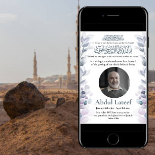 Faire-part musulmane de la mort Homme Janaza Prièr