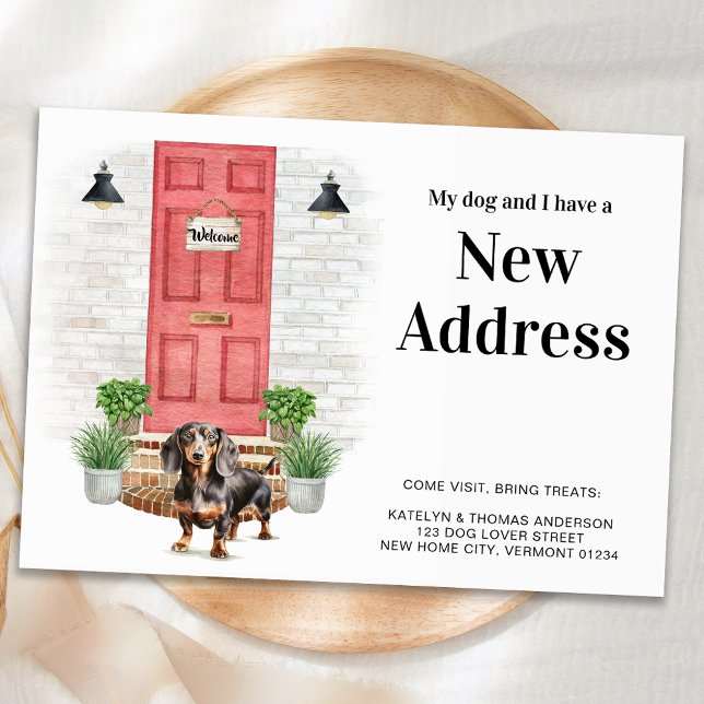 Faire-part My Dog and I New Address Dachshund Dog Moving (Créateur téléchargé)