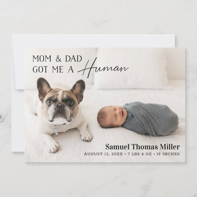 Faire-part Naissance de chien et de bébé (Devant)