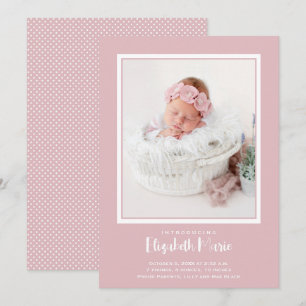 Faire-part Naissance d'une photo de bébé rose