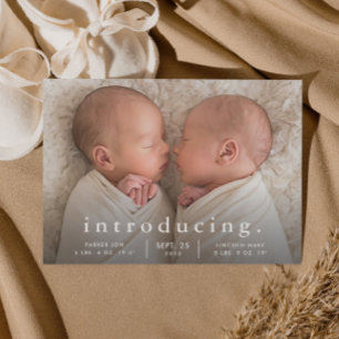 Faire-part Naissance d'une photo jumelle minimale simple