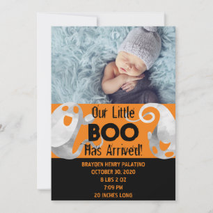 Faire-part Naissance Éffrayante de Boo Cutie Halloween