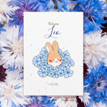 Faire-part naissance lapin fleur