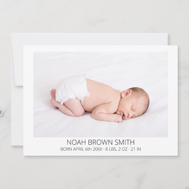Faire-part Naissance minimale d'une photo de bébé (Devant)