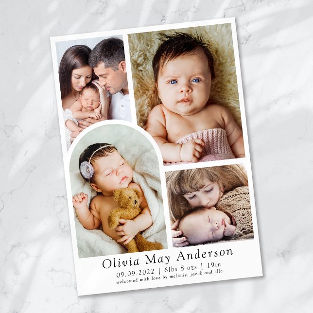 Faire-part Naissance minimaliste de 5 Arcs photo (Créateur téléchargé)