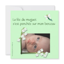 Faire-part naissance muguet et fée felt vert pale