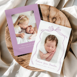 Faire-part Naissance photo vintage de la poule violette 2