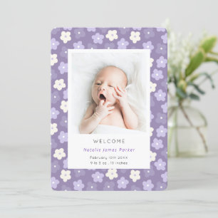 Faire-part Naissance simple d'aquarelle florale violette