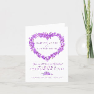 Faire-part Ne m'oubliez pas cœur violet mariage en direct